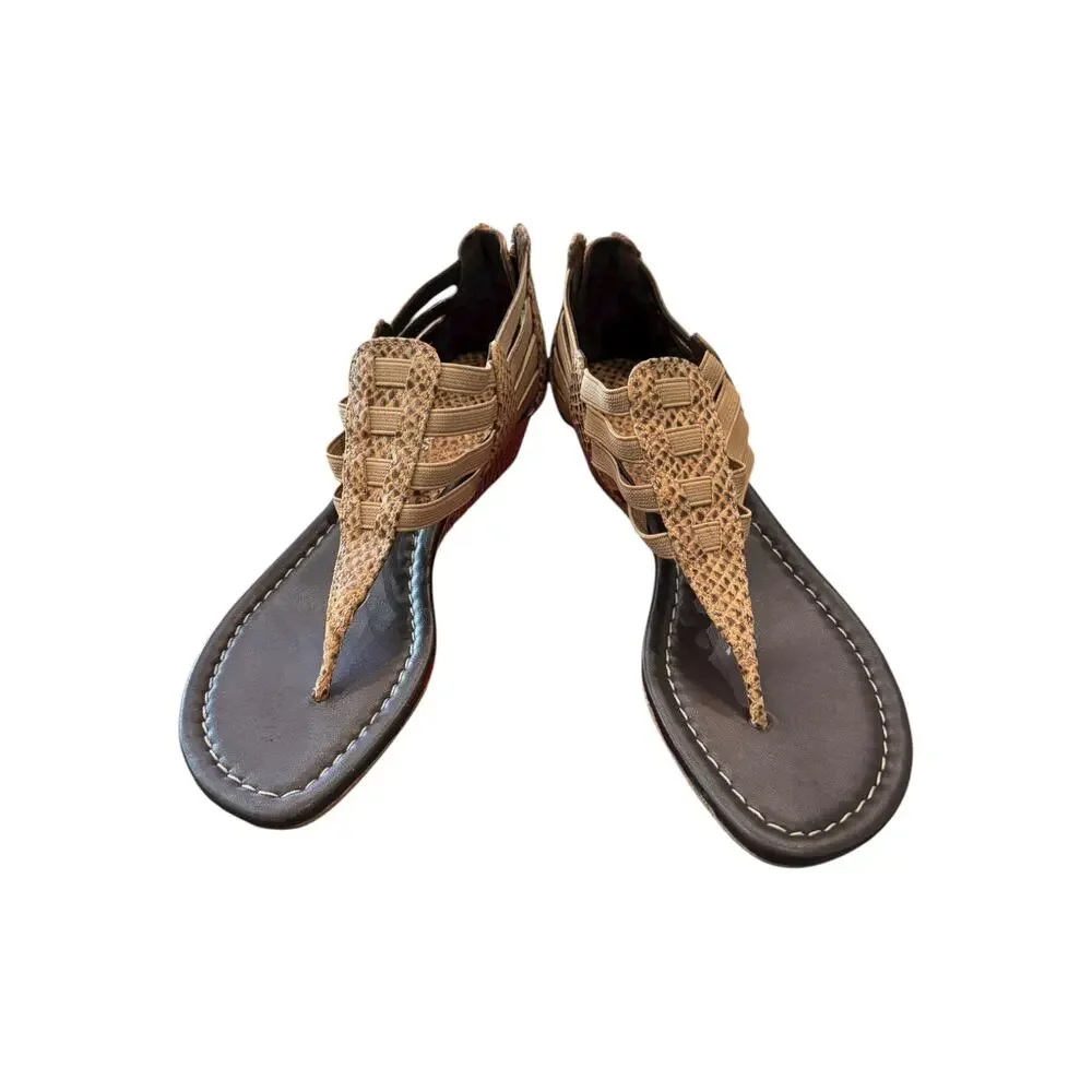 Donald J Pliner Deena-UF Snake Embossed Cork Sandals Natural 7.5 NIB